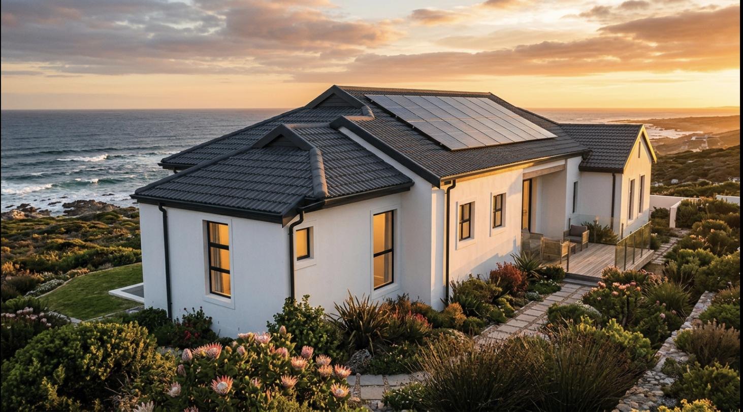 An immaculately maintained West Coast home at golden hour